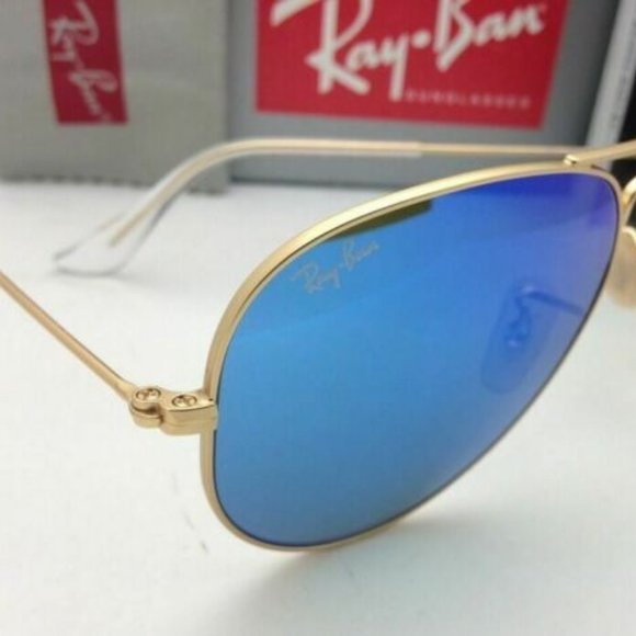 Ray-Ban Sunglasses Large Metal Gold Aviator/Blue - Picture 6 of 8